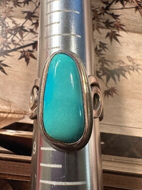 Sterling Silver Teardrop Turquoise Ring - Blue Green
